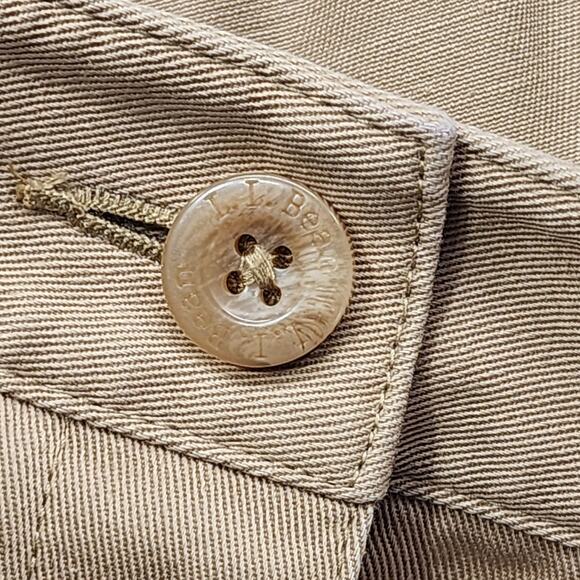 LL Bean Pants Womens 14 PETITE Tan Khaki Classic Fit High Rise Straight Leg - Picture 2 of 13